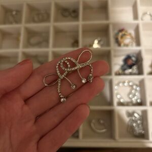 Elegant Silver Crystal Brooch